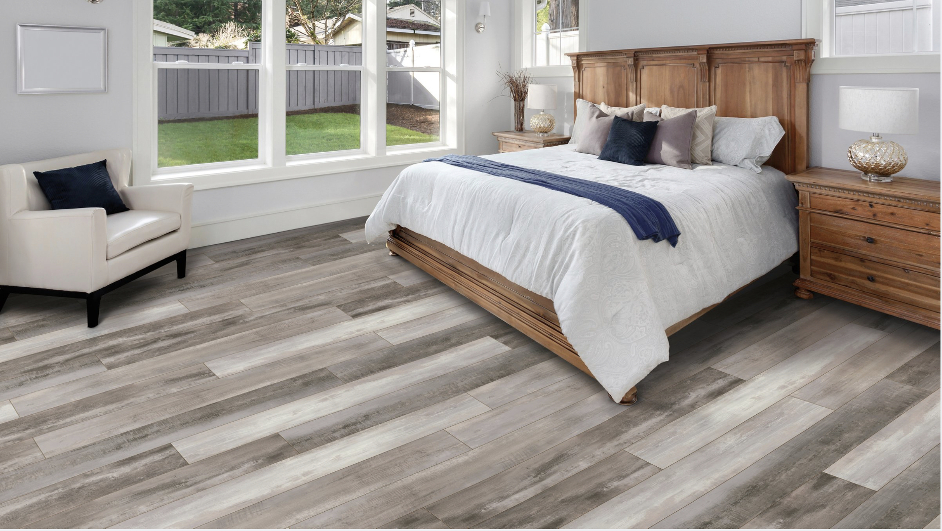 Luxury vinyl floors in a bedroom